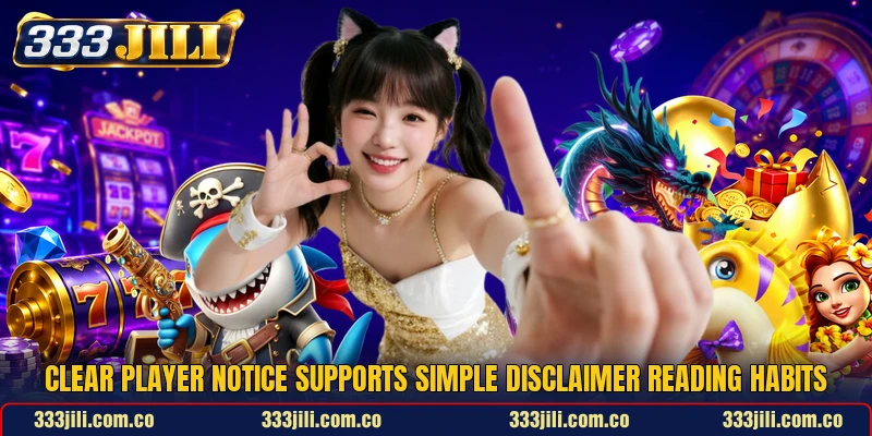 Clear player notice supports simple disclaimer reading habits Clear player notice supports simple disclaimer reading habits