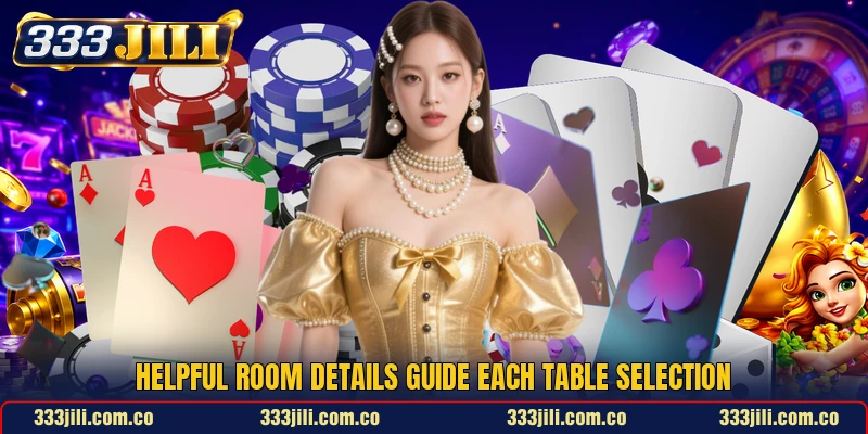 Helpful room details guide each table selection