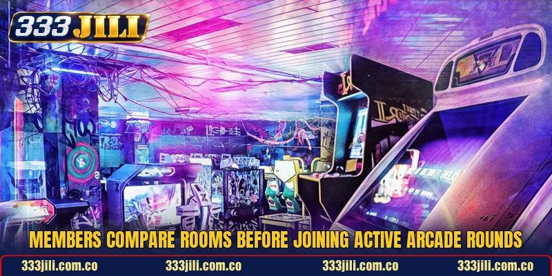 Members compare rooms before joining active arcade rounds