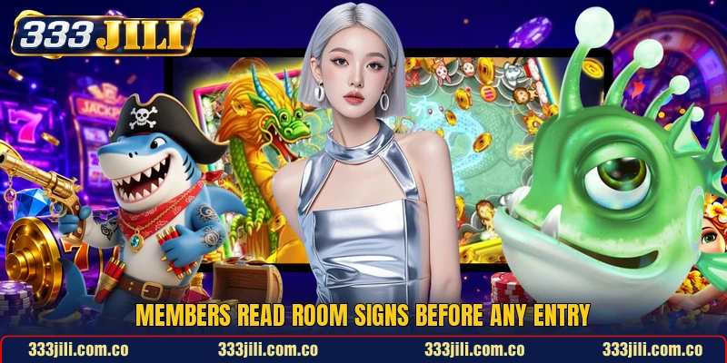 Members read room signs before any entry Members read room signs before any entry