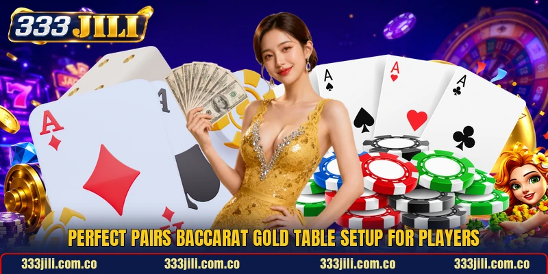Perfect Pairs Baccarat Gold table setup for players
