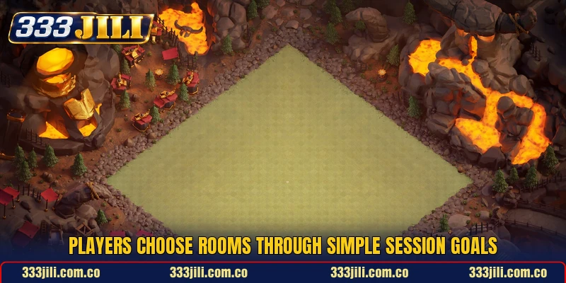 Players choose rooms through simple session goals Players choose rooms through simple session goals