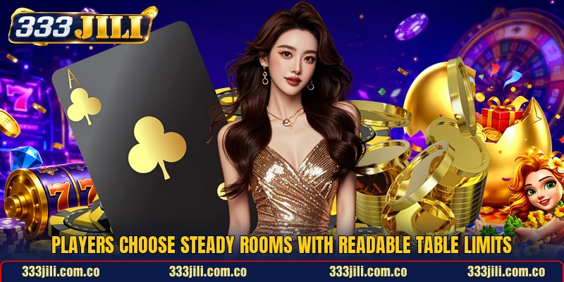 Players choose steady rooms with readable table limits