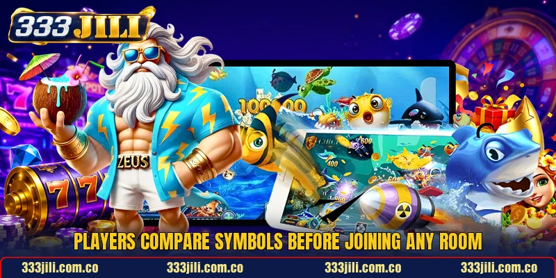 Players compare symbols before joining any room