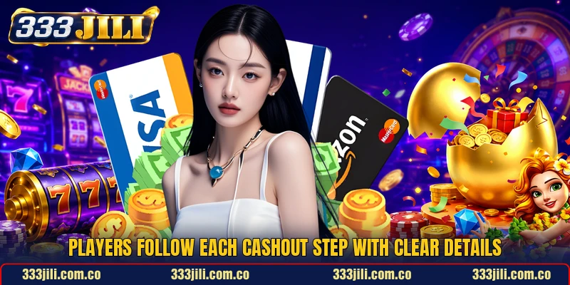 Players follow each cashout step with clear details