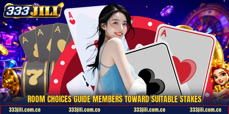 Room choices guide members toward suitable stakes Room choices guide members toward suitable stakes